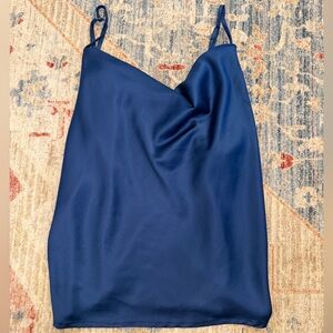 Silk Navy Blue Women's low dip Top